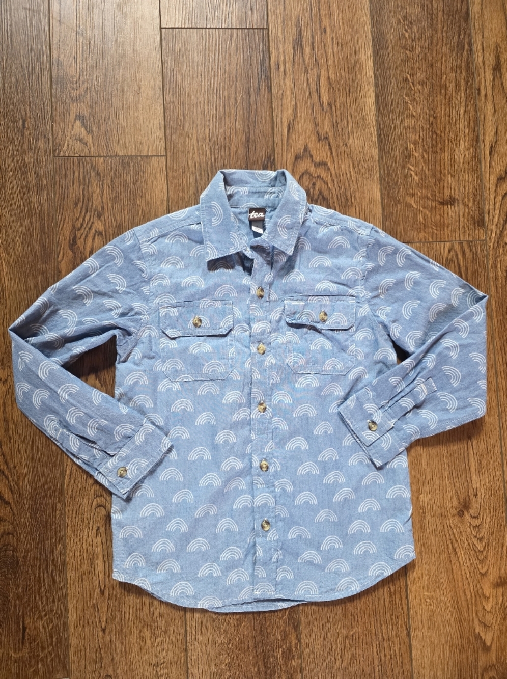 Tea Collection Cotton Shirt with White Rainbow Print